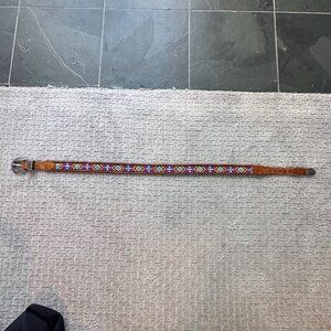 Western Beaded Belt with brown leather
